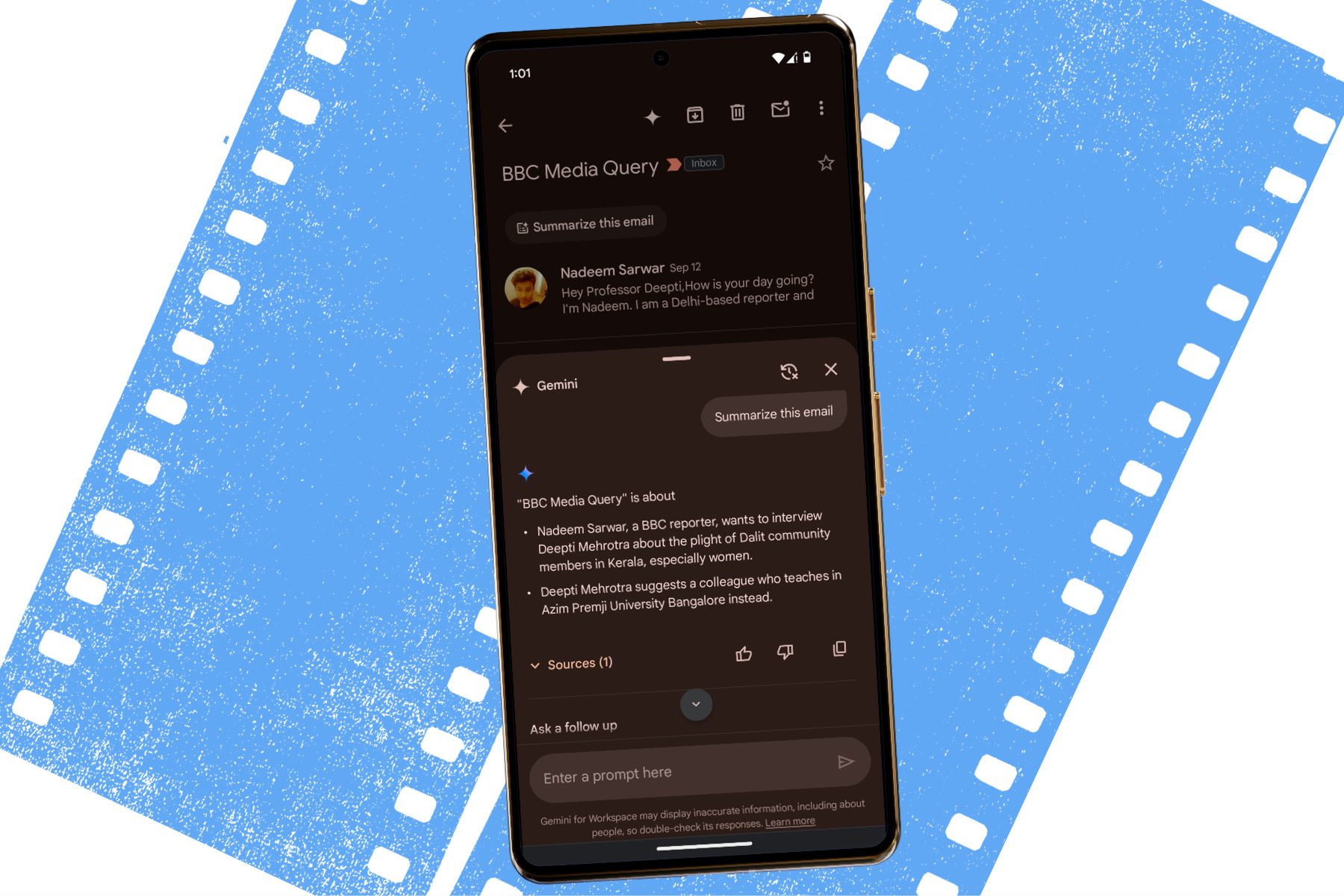 Gemini on Pixel 9 pulling up an email summary