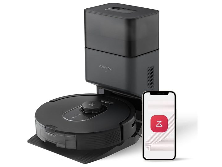 The Roborock Q5 Max+ robot vacuum on a white background.