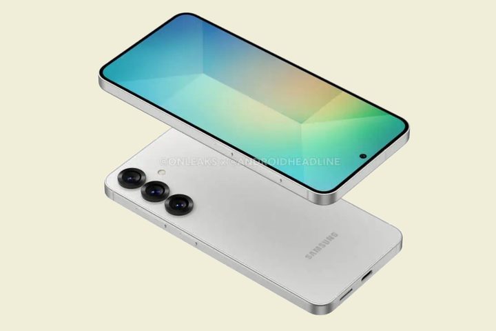 Floating top and bottom angled view of leaked Galaxy S25 renders.