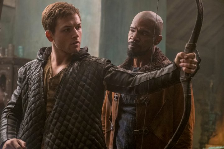 Taron Egerton and Jamie Foxx in Robin Hood.