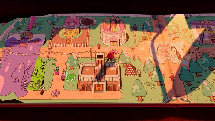 Jot walks on a book in The Plucky Squire.