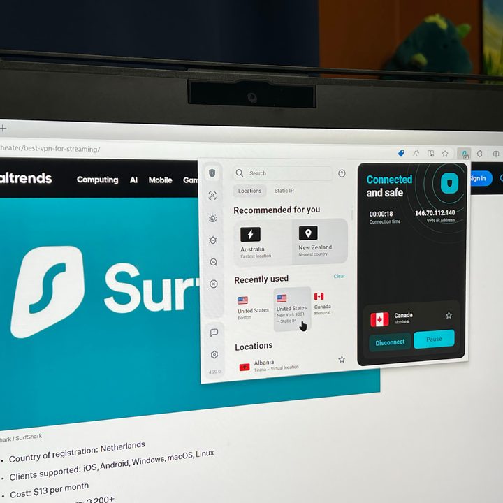 surfshark review the extension is running in edge browser on a pc monitor