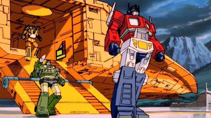 The Autobots arrive on Earth in The Transformers: The Movie.