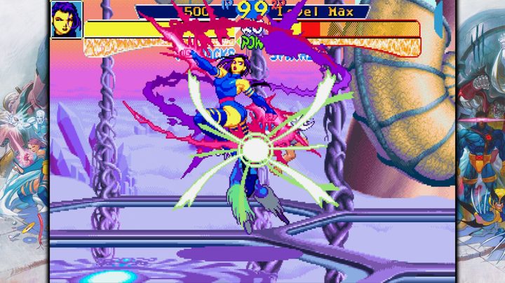 Psylocke fights Spiral in X-Men: Children of the Atom in Marvel vs. Capcom Fighting Collection: Arcade Classics.