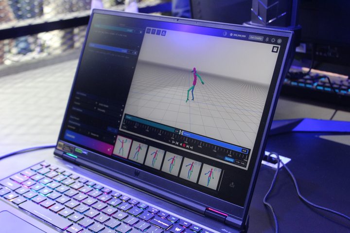 AI animations running on a laptop.