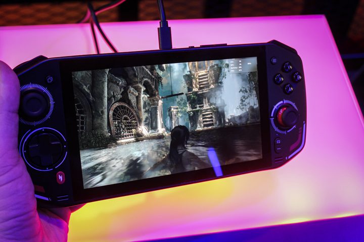 The Acer Nitro Blaze 7 running Shadow of the Tomb Raider.