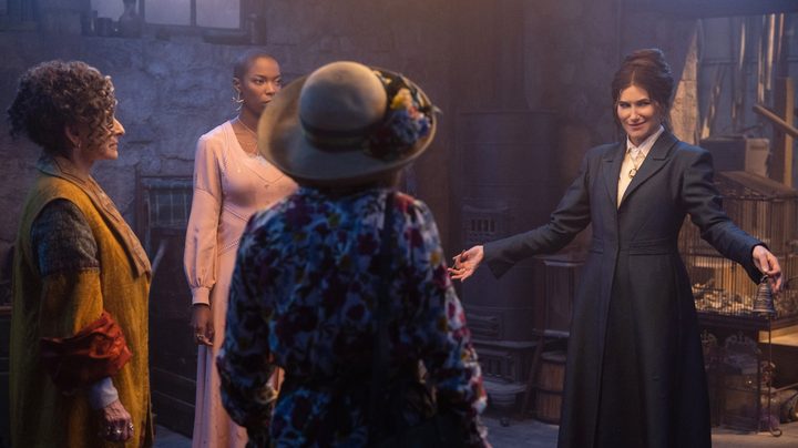 Agatha greets her guests in Agatha All Along.