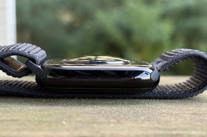 The speaker grille on the Apple Watch Series 10.