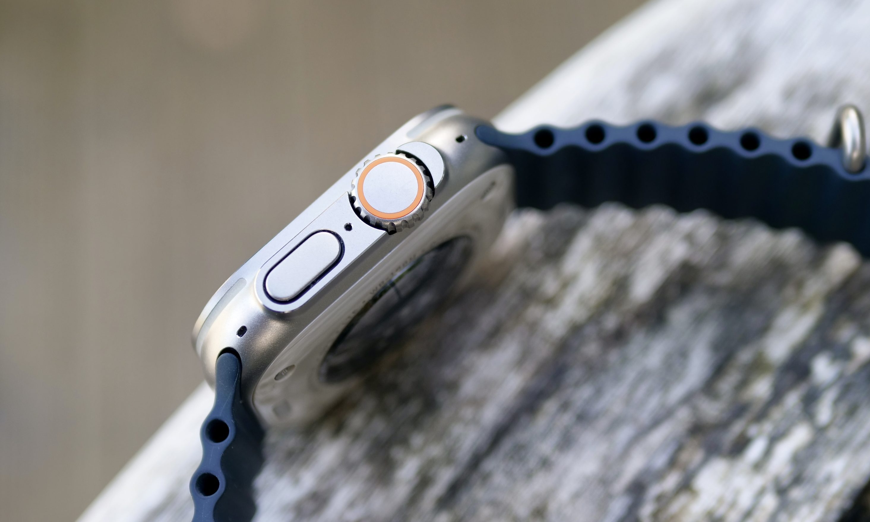 The side of the Apple Watch Ultra.