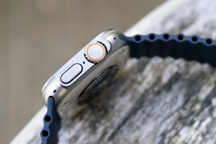 The side of the Apple Watch Ultra.