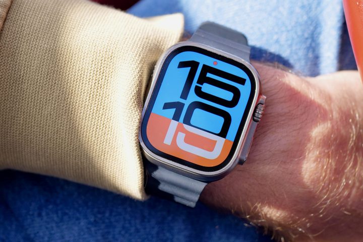 A person wearing the Apple Watch Ultra.