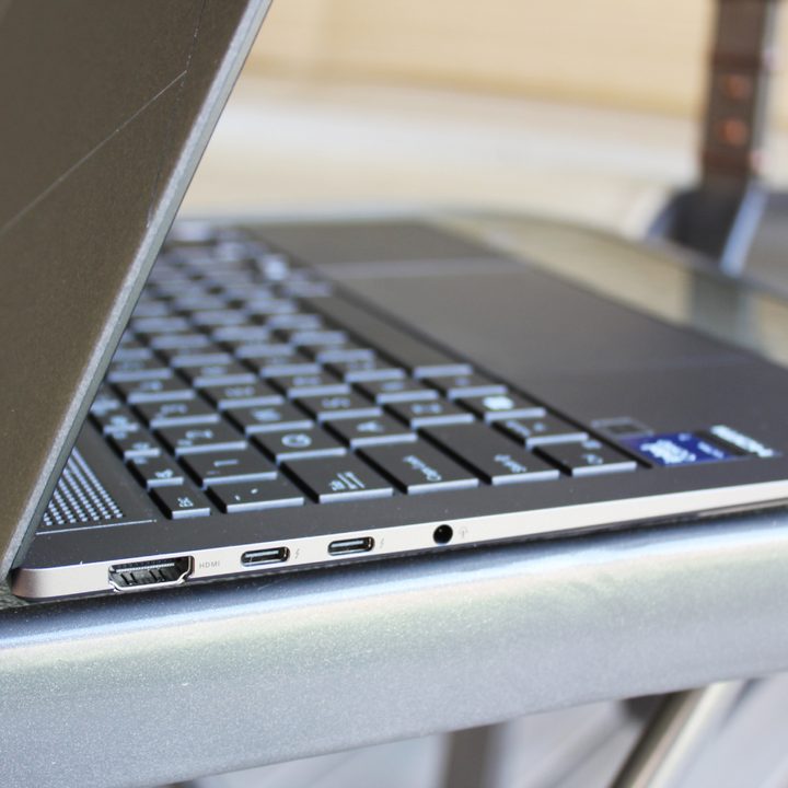 The ports shown on the left side of the Asus Zenbook S 14.
