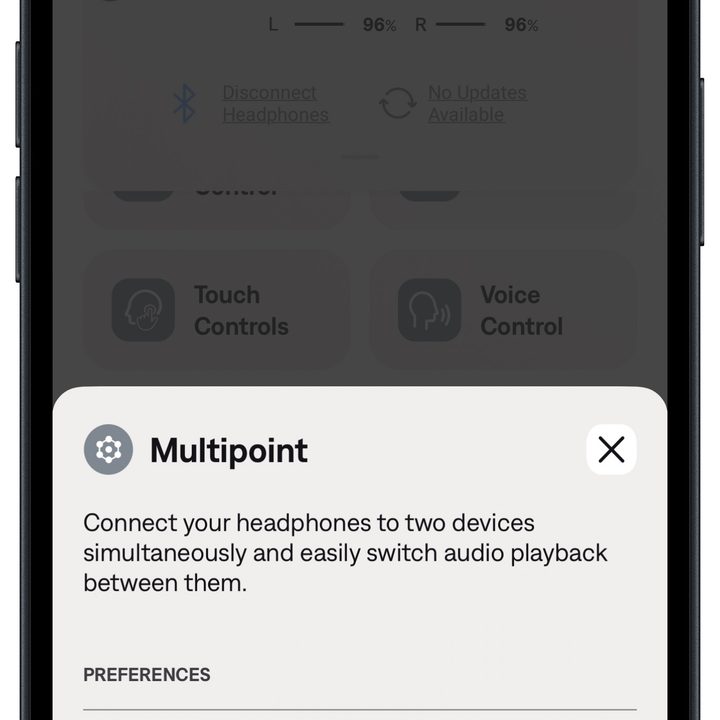 Bose QCE app for iOS: Multipoint.