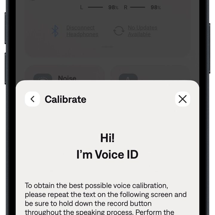 Bose QCE app for iOS: Voice ID (continued).