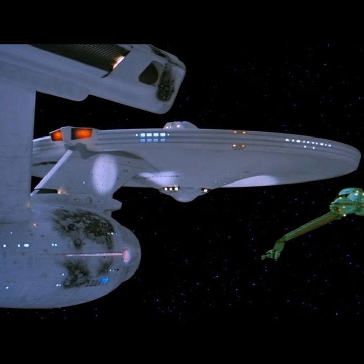 The Enterprise faces off with a Klingon Bird of Prey in Star Trek III