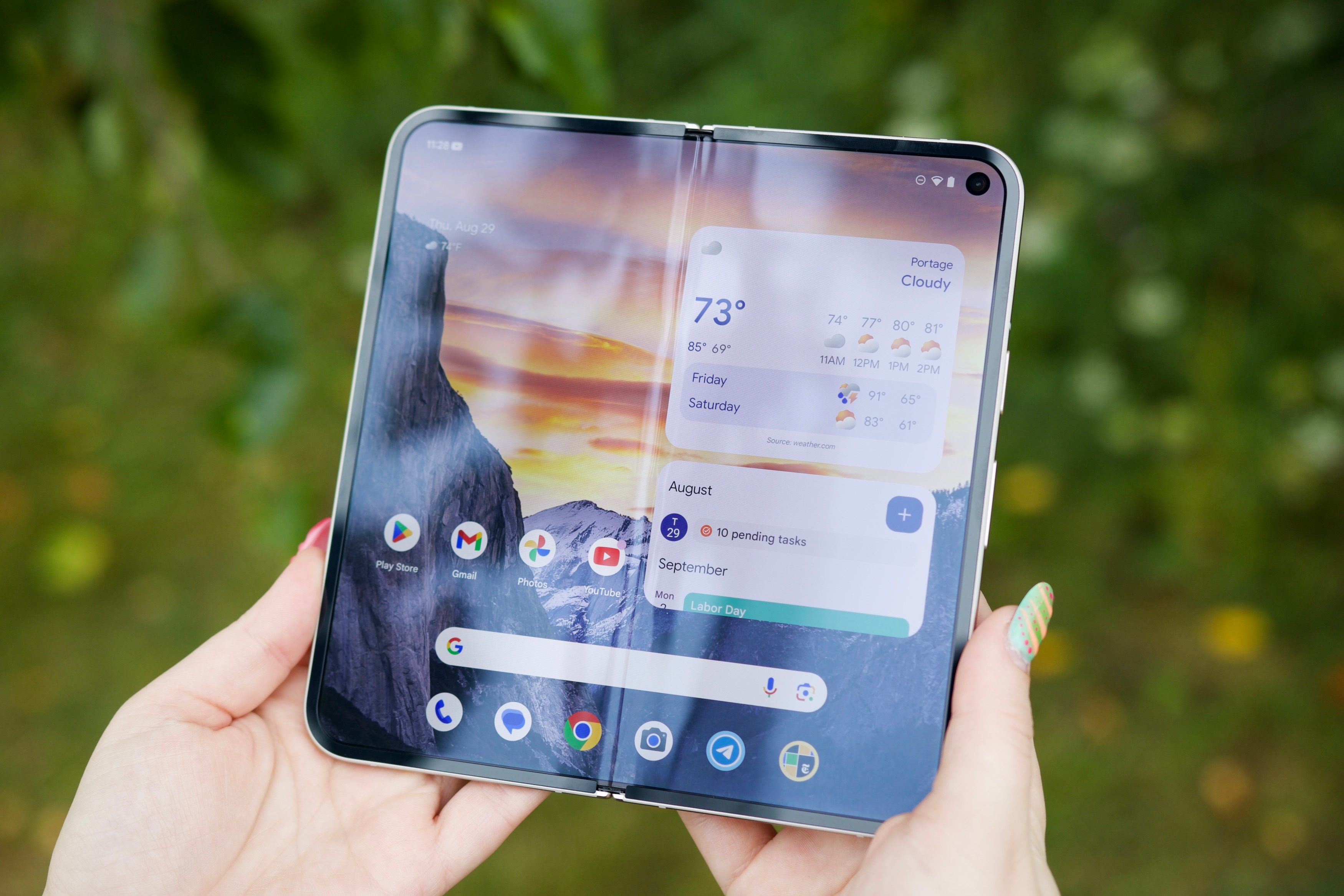 The inner display on the Google Pixel 9 Pro Fold.