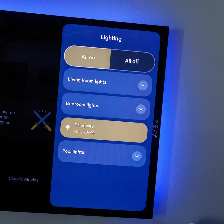 Lighting control from the Home Panel on Google TV Streamer.