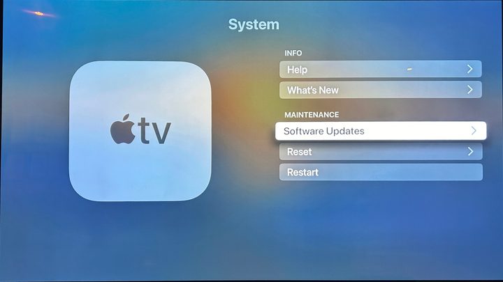 Updating an Apple TV 4K to tvOS 18: Step 4.