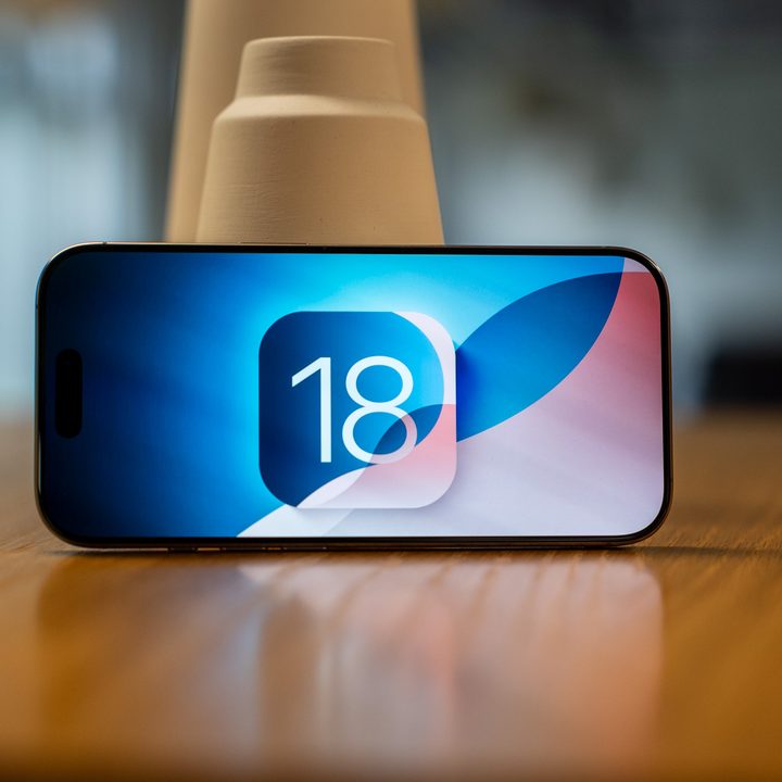 iOS 18 logo on the iPhone 16 Pro