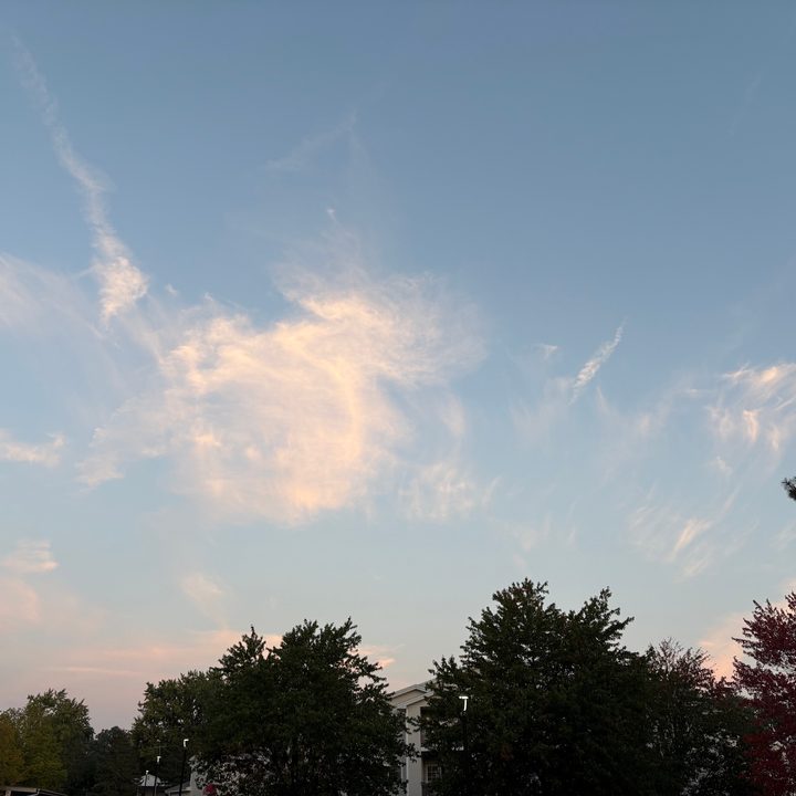 A photo of the sky with some wispy clouds, taken with the iPhone 16.