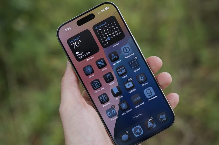 The iPhone 16 Pro, showing its iOS 18 home screen.
