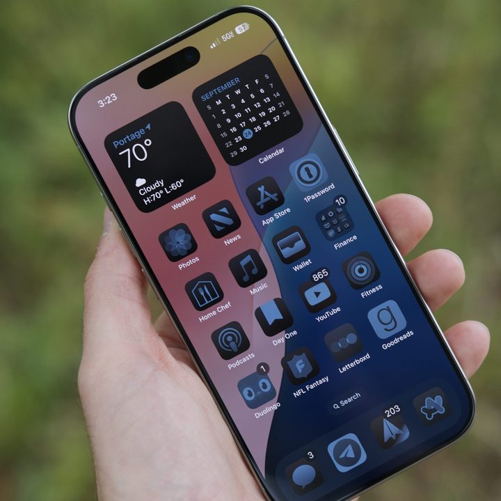 The iPhone 16 Pro, showing its iOS 18 home screen.