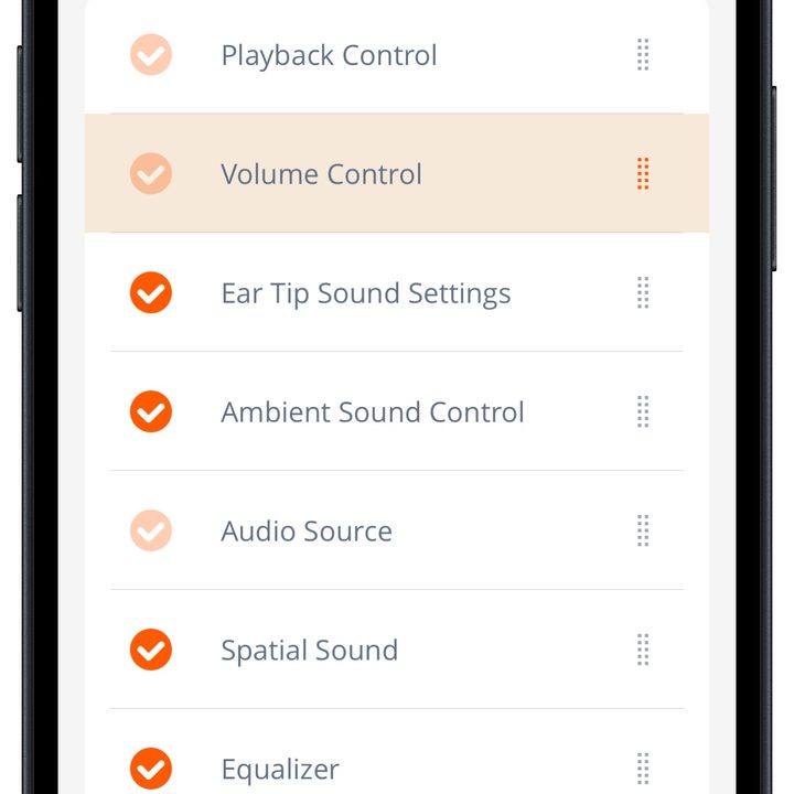 JBL Headphones app for iOS: case feature shortcuts.