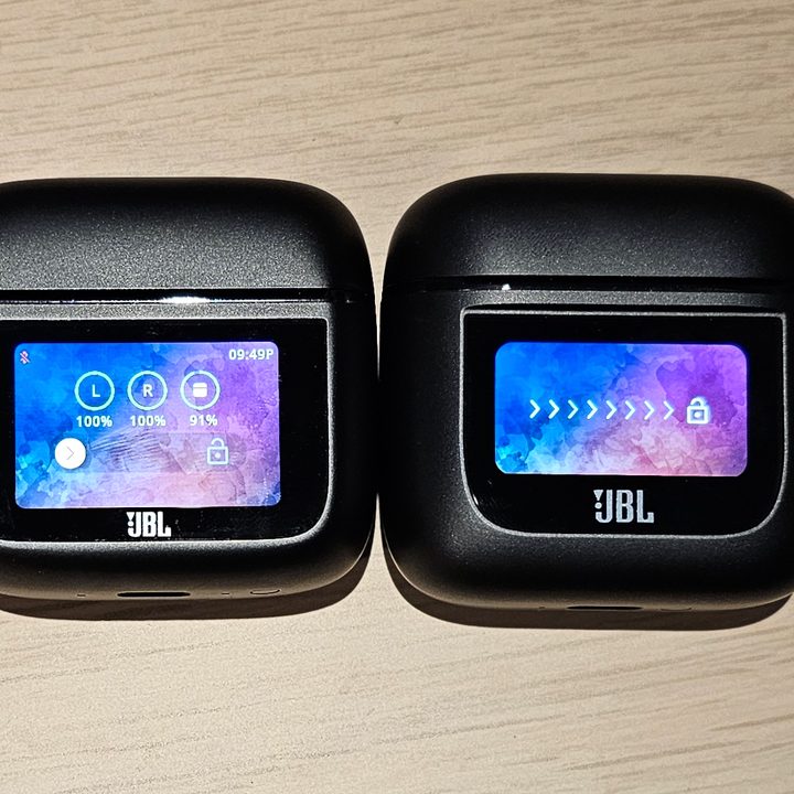 JBL Tour Pro 3 and Tour Pro 2 charging cases.