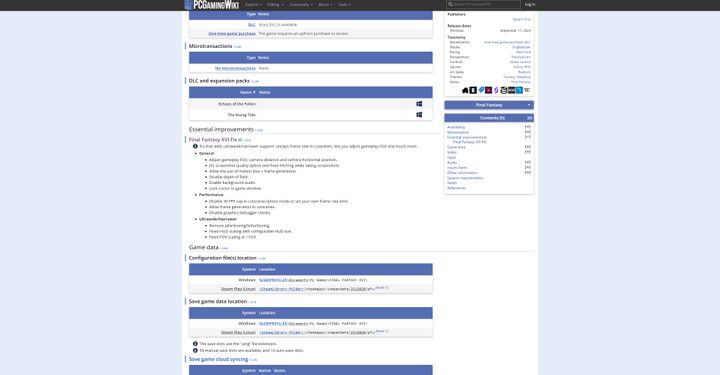 Final Fantasy 16 page on the PCGamingWiki.