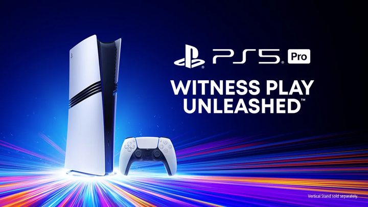 An ad for the PS5 Pro says Witness Play Unleashed.