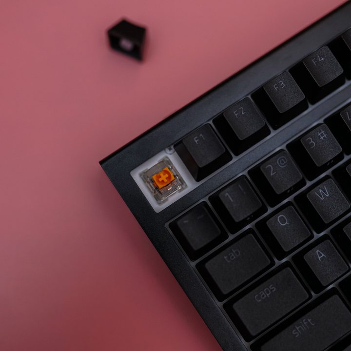 Key switches on the Razer Black Widow V4 Pro 75% Wireless.