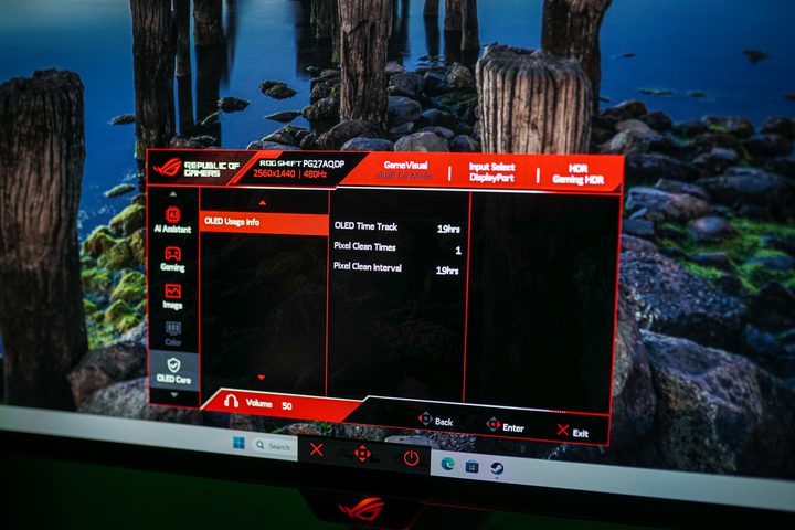 Burn-in tracking on the Asus ROG Swift PG27AQDP.