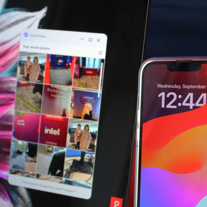 An iPhone pulling up Smart Share on a laptop.