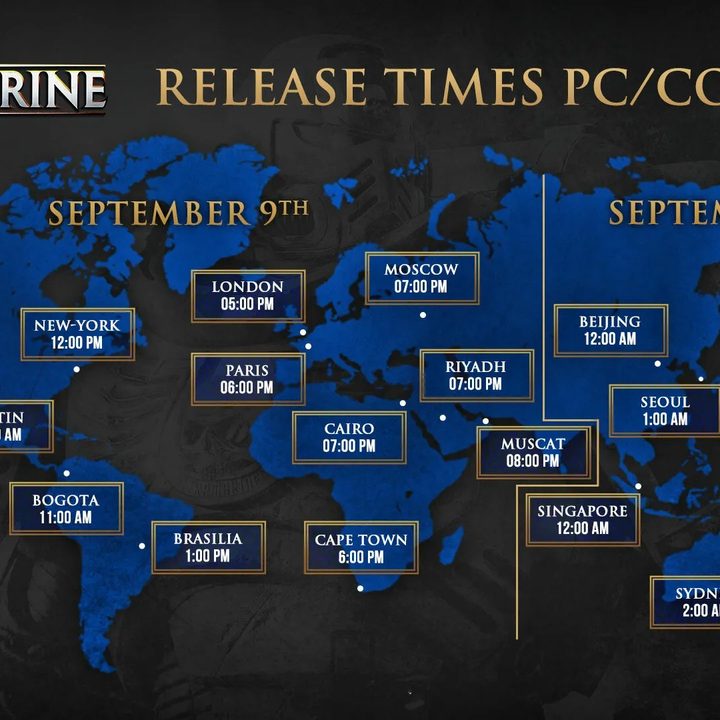 A map of Space Marine 2 release times.