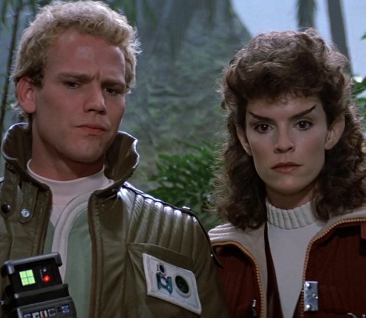 David Marcus (Merritt Butrick) and Saavik (Robin Curtis) discover Spock's empty burial tube in Star Trek III