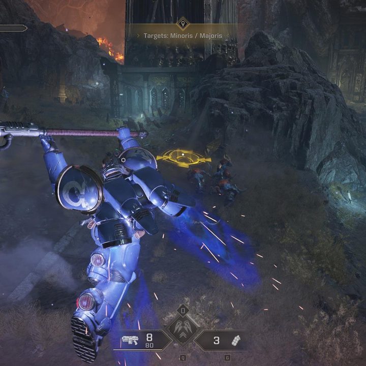 The image shows the Assault class ready to smash foes from above.