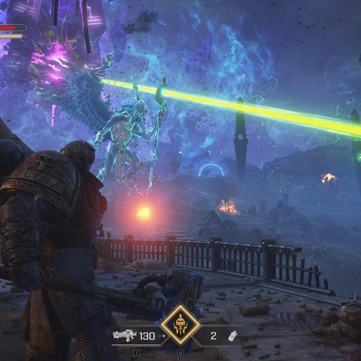 The image shows the player looking at the Lord of Change in the distance.