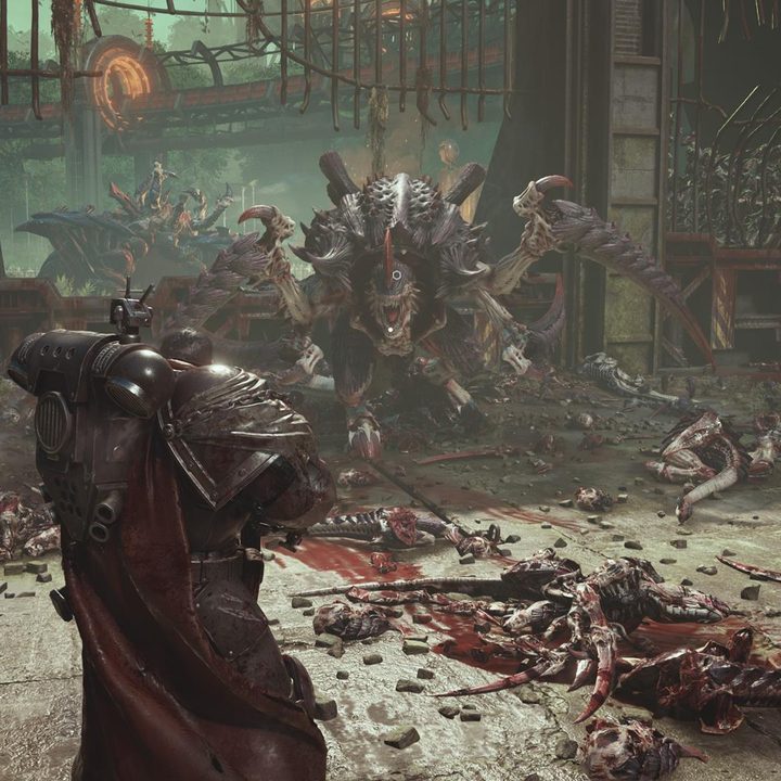 The image shows the player fighting a Carnifex monster.