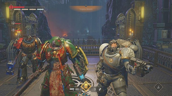 A Warhammer 40,000: Space Marine 2 squad poses together in different armor.