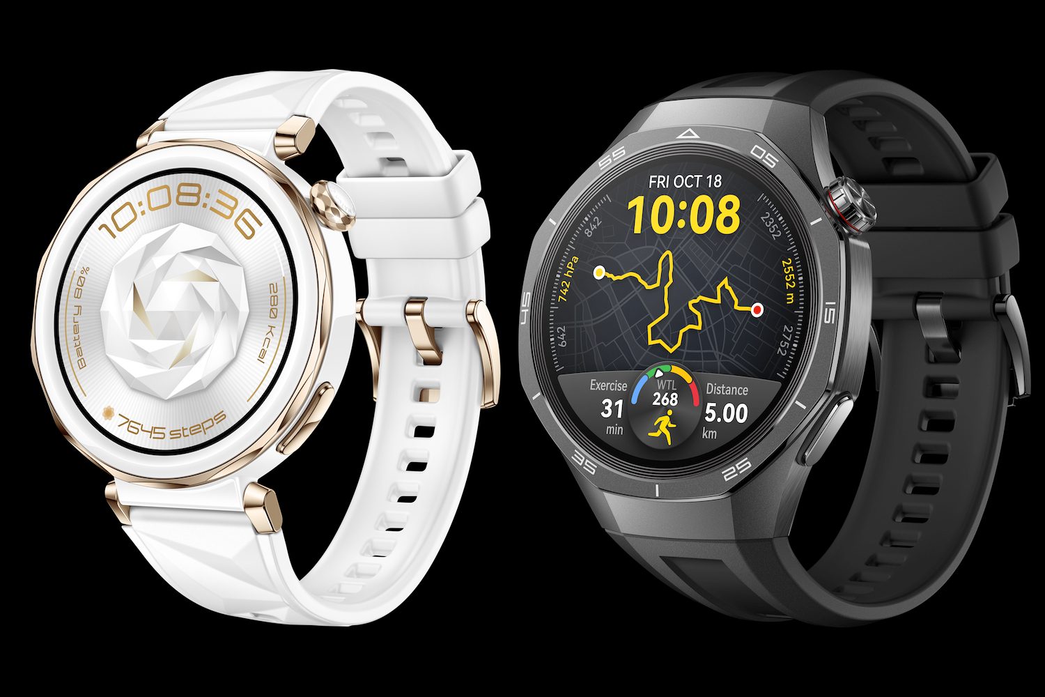 A promotional image showing the Huawei Watch GT 5 Pro.