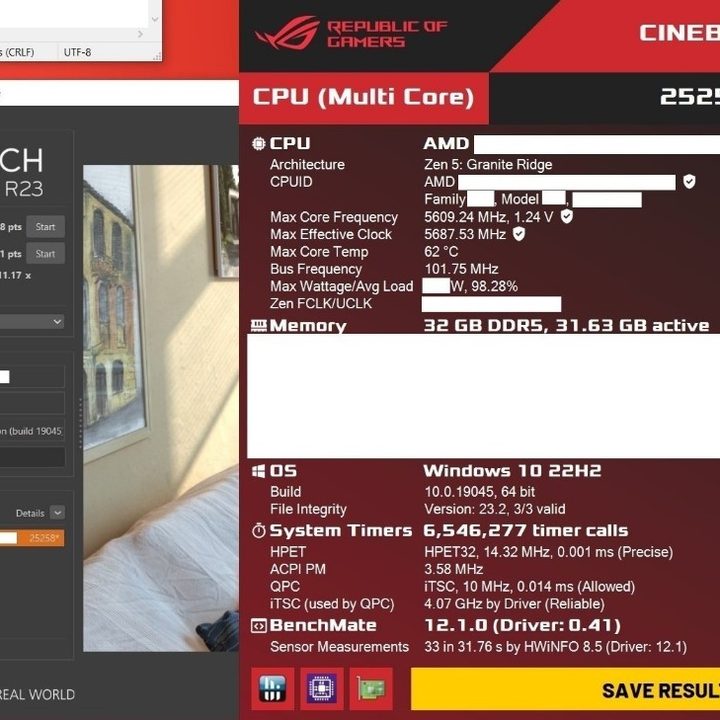 Benchmarks of the Ryzen 7 9800X3D.