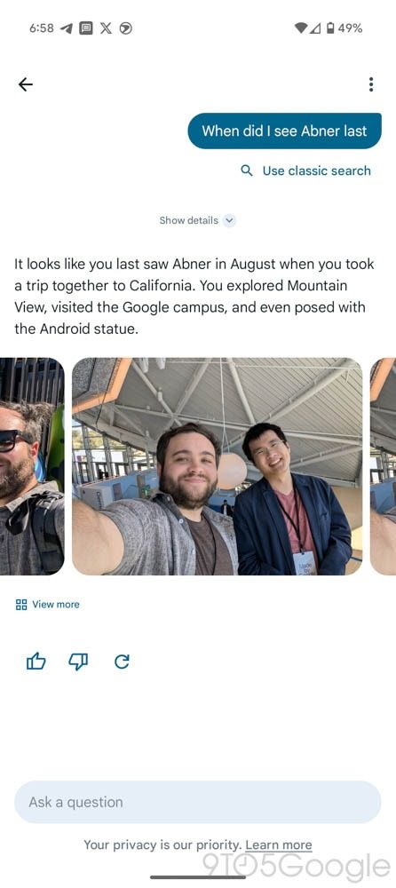 Screenshots of Ask Photos