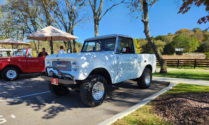 A vintage International Harvester Scout truck.