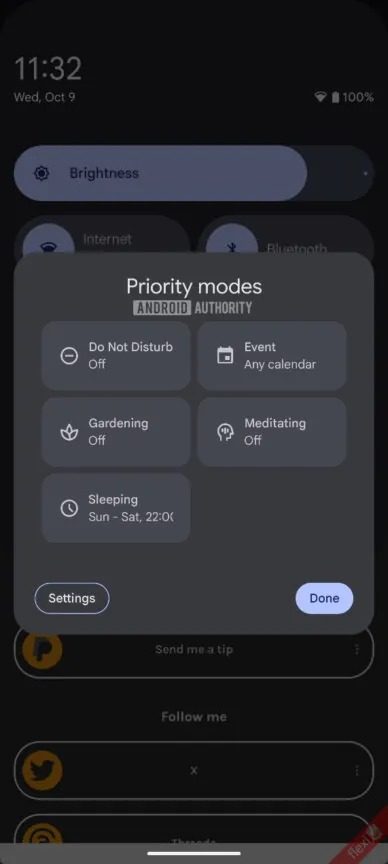 Android 15 priority modes.