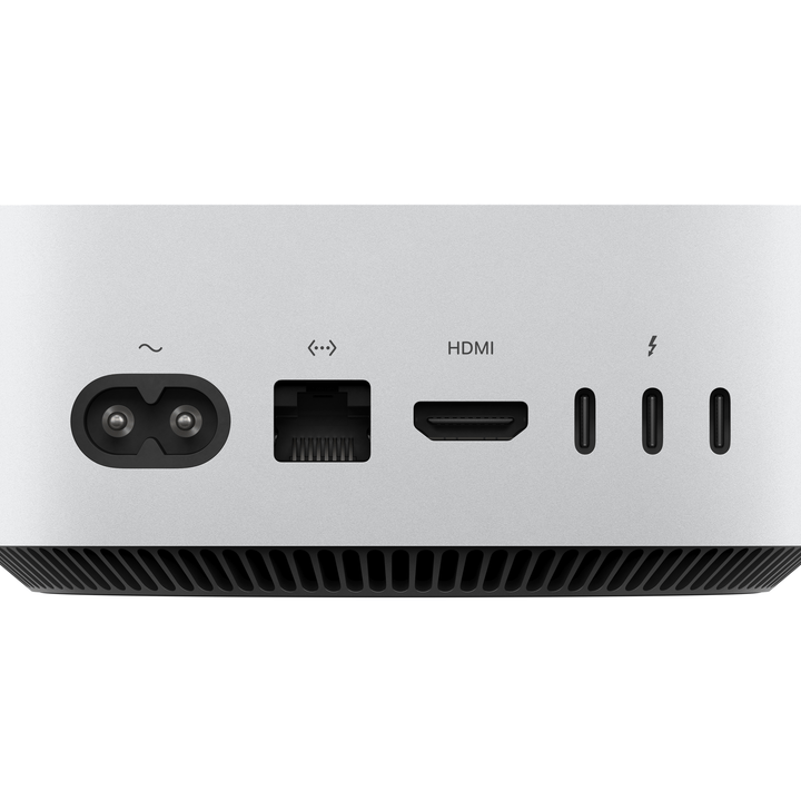 The ports on the back of the M4 Mac mini.