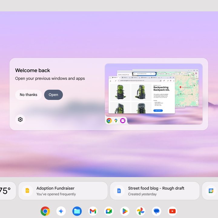 The Welcome Back feature for Chromebooks.