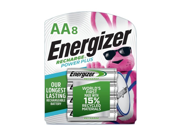 The Energizer AA rechargeable battery 8-pack against a white background.