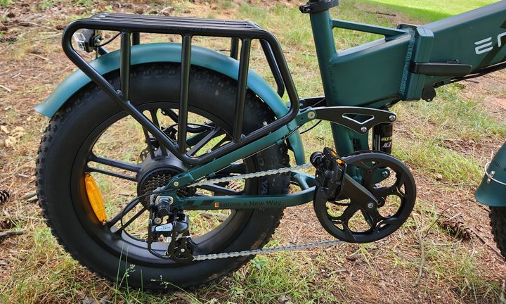 Engwe Engine Pro 2.0 folding bike gear cassette and derailleur.