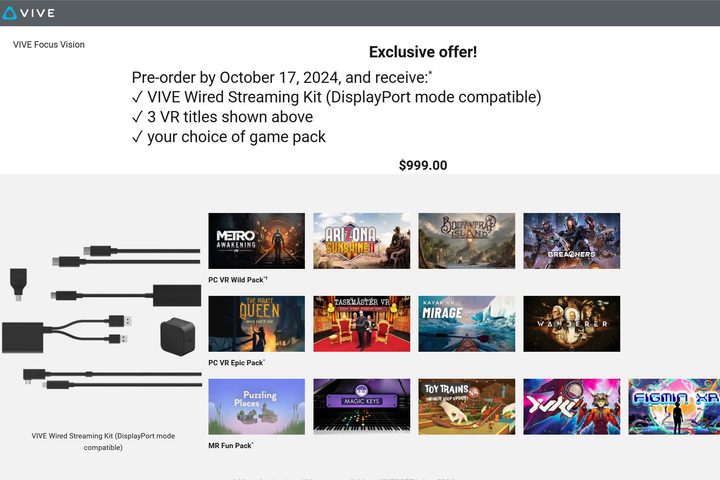 HTC has a nice preorder promotion for the Vive Focus Vision.
