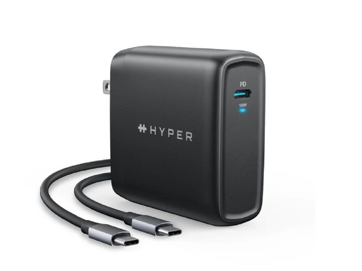 The HyperJuice 100W GaN Charger on a white background.